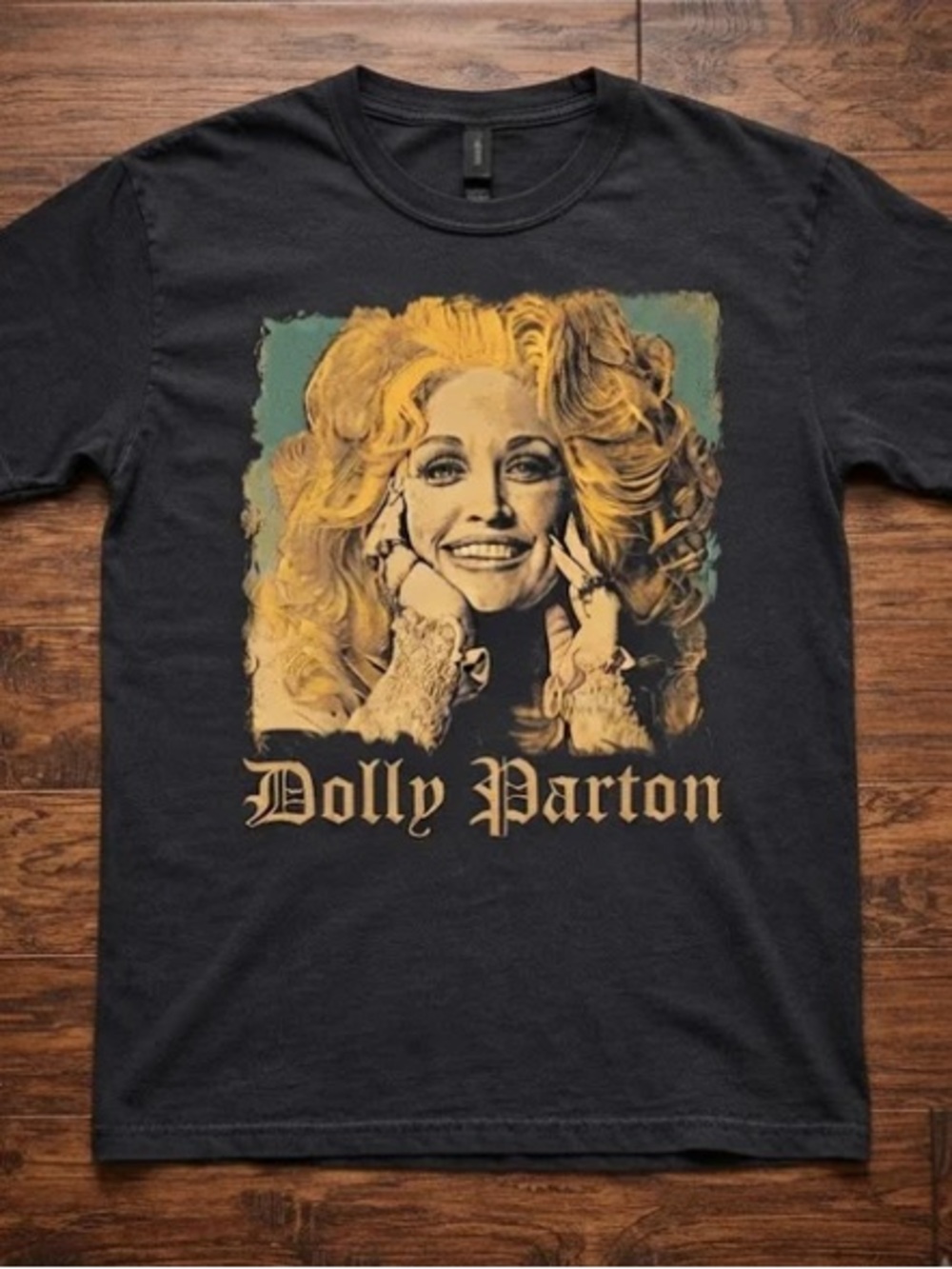 Dolly Parton Country Singer Blond Hair Portrait Vintage Black T-Shirt